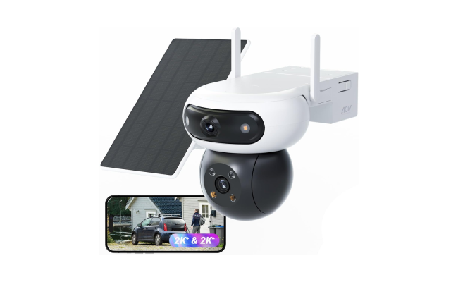 EZVIZ CB90 Dual Kit Dual-Lens 2K⁺ Outdoor Battery Wi-Fi 6 Camera with 8W Solar Panel – AI Human & Vehicle Detection, Smart Tracking, 10,400mAh (CS-CB90/SP 4MP+4MP)